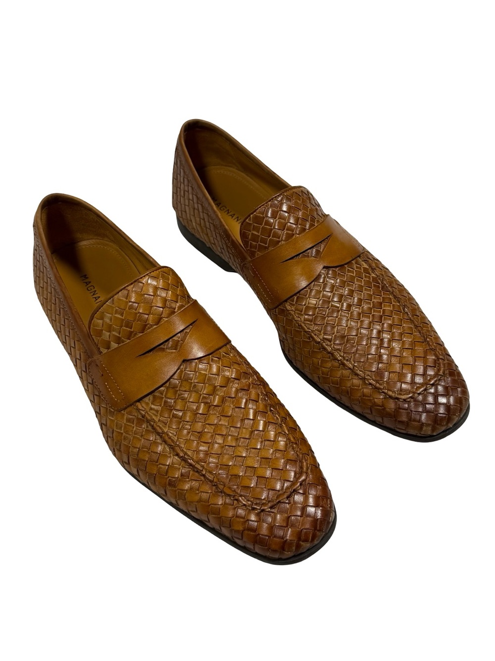 Magnanni Ramiro II Woven Cuero Leather Penny Loafers Brown Men’s US 8 EU41